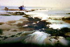 A scene from the Ile de Re in France. Painting in watercolour. The last chapter of the short history.
